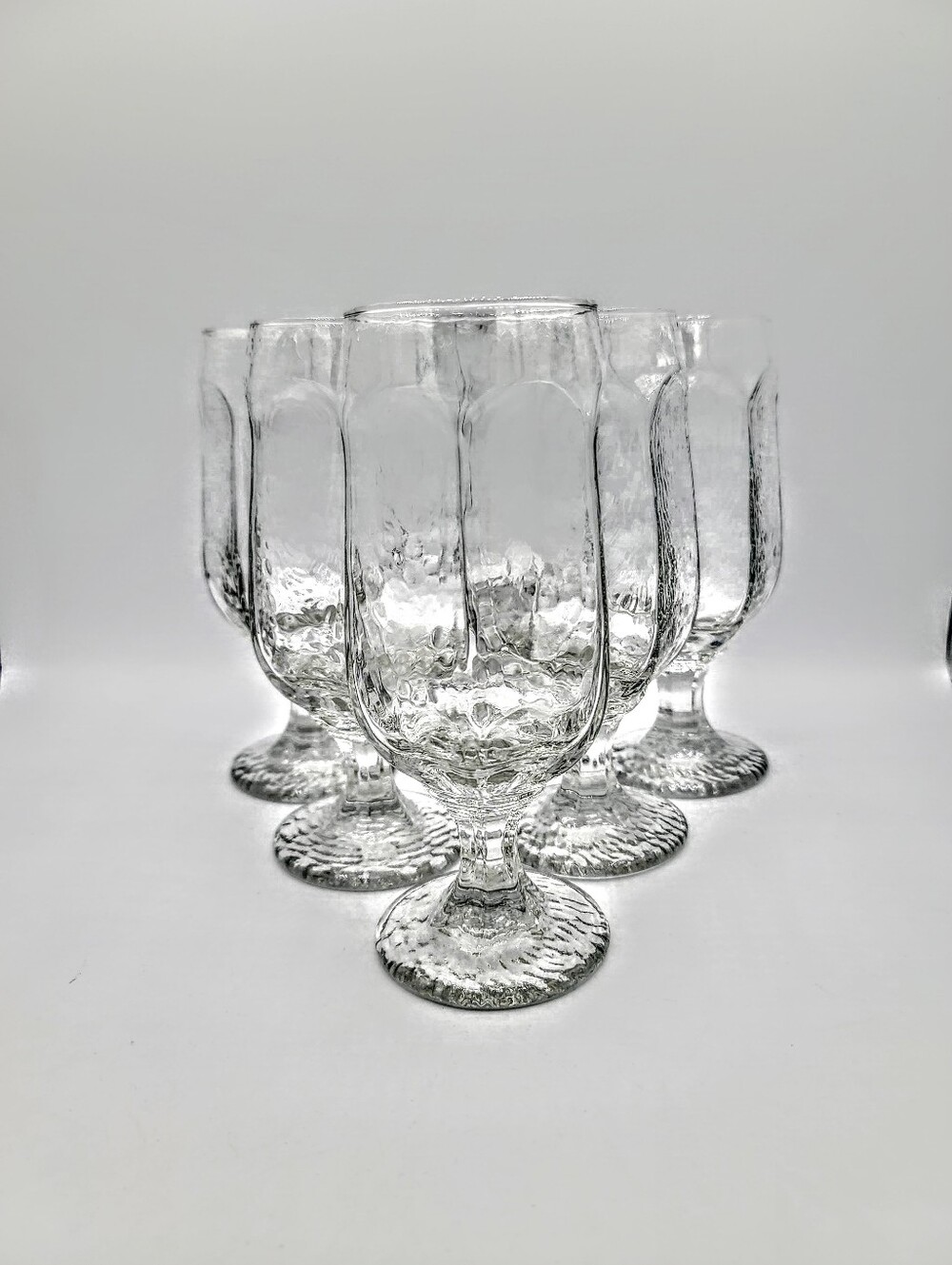 Libbey Chivalry Clear Water Beer Glasses Set of 6 Textured Pressed Glass 12 Oz